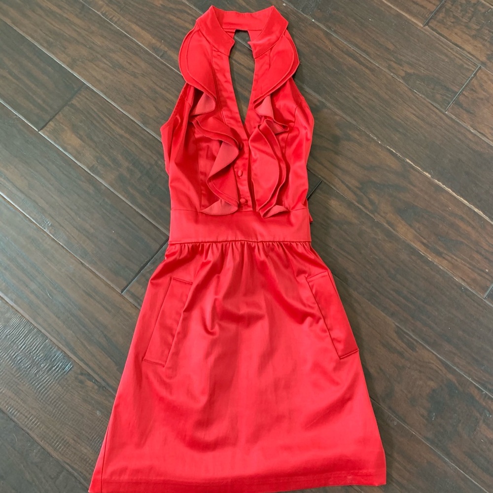 Chic Red Ruffle Dress